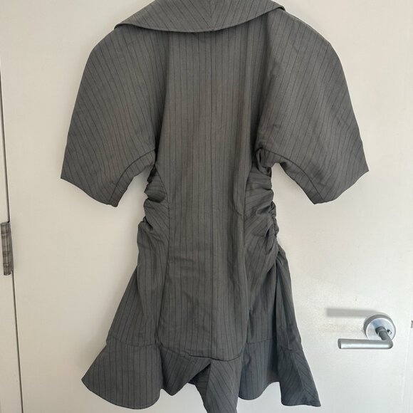 Ganni - Gray Striped Suiting Minidress - Picture 5 of 5